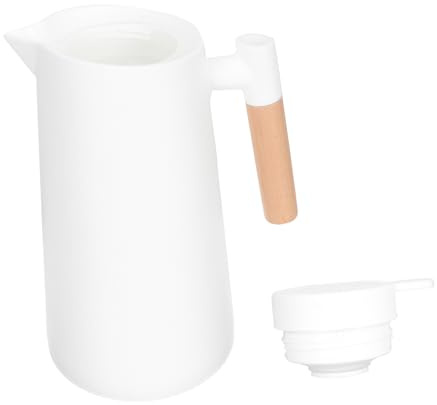 Gatuida 1 L Jarra Térmica Doméstica Aislamiento, Hervidor Térmico Portátil de Vidrio y Mango de Madera para Agua Caliente, Té y Café en Casa, Oficina o Viaje