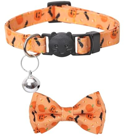 Dayysiuy Katzenhalsband für Halloween,Verstellbare Halsbänder für Hunde und Katzen mit Abnehmbarer Fliege | Hunde-Katzen-Kostüme, Zubehör für Reisen, Fotografie, Zuhause, Spazierengehen, Hochzeit