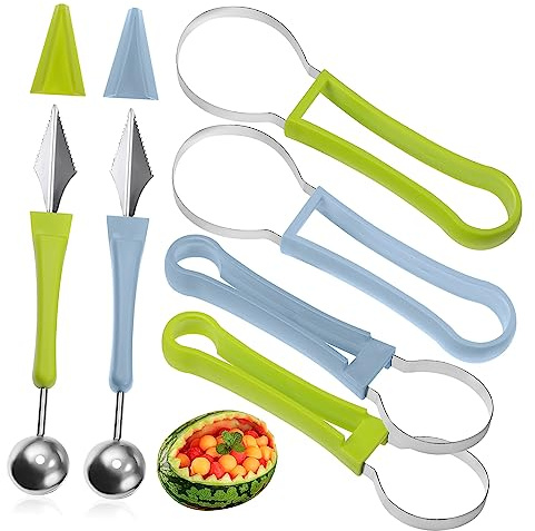 BUGUUYO 2 Ensembles Set Outils Fruits Melon Pastèque Couteau Coupe Trancheuse Boule Melon Inox pour Cuisine