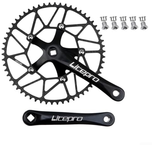 Guarnitura cava ultraleggera 130BCD per bici da strada, manovella per bicicletta in alluminio AL6061 con compatibilità corona da 50T a 58T, design stretto e ampio, braccio manovella da 170 mm, anello