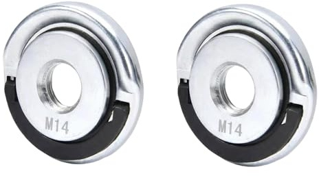 2-Piece M14 Quick Release Flange Nut Angle Grinder Attachments | Features a built-in pull ring for disc changes. Compatible with standard M14 spindle tools like Makita and Milwaukee.