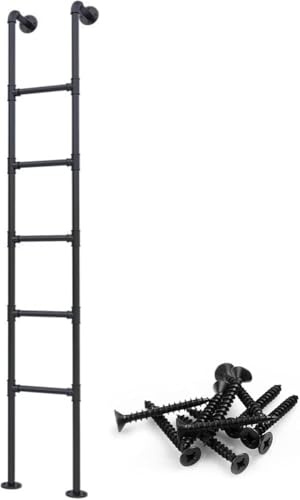 Metal Loft Ladder, Wall Mounted Indoor Outdoor Climbing Ladder, 100-300cm Adjustable Height, Strong Iron Construction