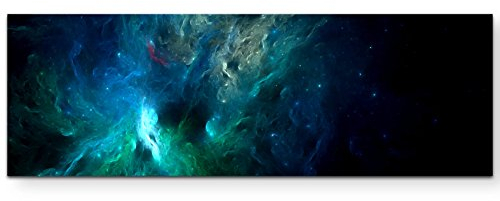 Paul Sinus Art abstraktes Bild – Universum in Blautönen - Panoramabild auf Leinwand in 120x40cm