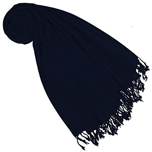 Lorenzo Cana Sciarpa Pashmina da donna, 50% cashmere, 50% lana di agnello merino lana cashmere, sciarpa da donna, Blu mare, 70 x 180 cm