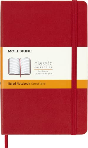 Moleskine Notizbuch mit linierten Seiten, Rot (Scharlachrot), Medium, 11,5 x 18 cm