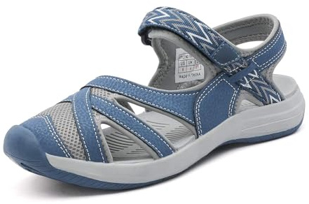 DREAM PAIRS Sandali Bassi Sportivi Donna in Maglia con Suola in Eva Tessuto Leggero Traspirante Asciugatura Rapida per Spiaggia,Size 38.5,Blu/Scuro,181103