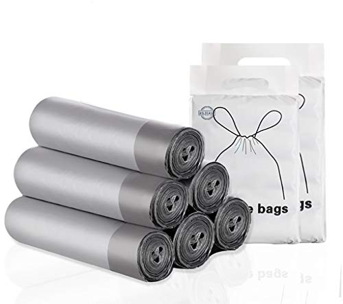 Bilieasy 5 Rolls 45x50 cm 75 PCS Bin Bags 10L-15L Bin Liners, Drawstring Trash Bags Large Strong Unscented Universal Garbage Bags Rubbish Bin Bags For Kitchen