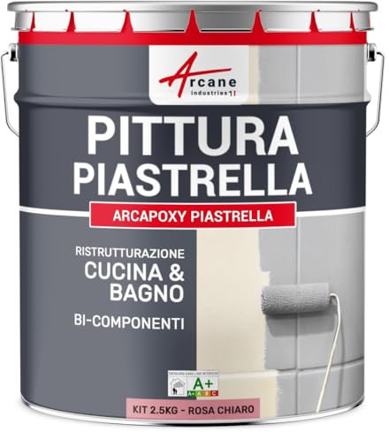 VERNICE PER PIASTRELLE CUCINA E BAGNO - ARCAPOXY PIASTRELLE - Rosa Chiaro - RAL 3015 - ARCANE INDUSTRIES