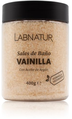 Sali da bagno Vaniglia 400g Labnatur. Idratano, Ammorbidiscono e Perfumano la pelle. Note dolci e caramellate. Prodotto naturale e vegano. Per la SPA e la casa.
