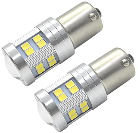 Ruiandsion - 2 lampadine LED 1156 9-30V 7506 BA15S P21W, base 3030, 20SMD Chipset, 6000K, bianca, per luci di retromarcia, luci di direzione, luci posteriori, senza polarità