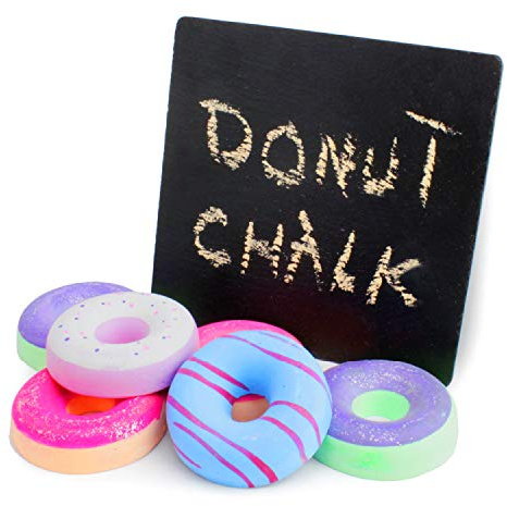 Boley Jumbo Sidewalk Chalk Set for Kids - 6 Pack Washable, Multi-Color Donut Chalks for Outdoor Play, Driveways, Pavements - Large Chalk Toys for Creative Arts, Street Art, Education