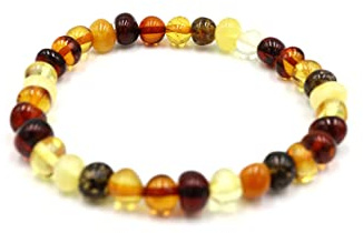 Bracelet en ambre de la Baltique sur élastique | Longueurs multiples | Plusieurs couleurs | Fabriqué à partir de perles d'ambre rondes naturelles authentiques | Bracelet en ambre, 16 centimeters