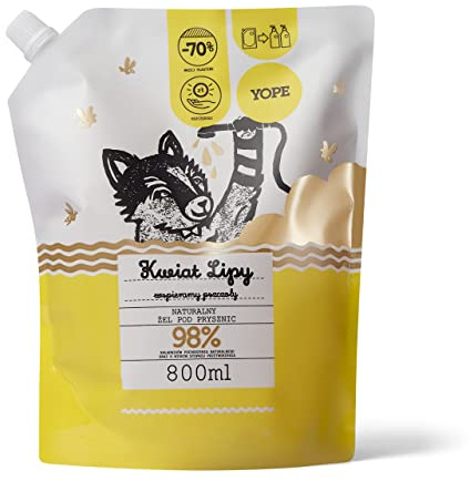 YOPE - Natürliches Duschgel Refill Lindenblüte - Nachfüllpack mit pflanzlichen Waschsubstanzen - sanfte Reinigung mit Lindenblüten Ringelblume Kamille Leinsamen - 800 ml