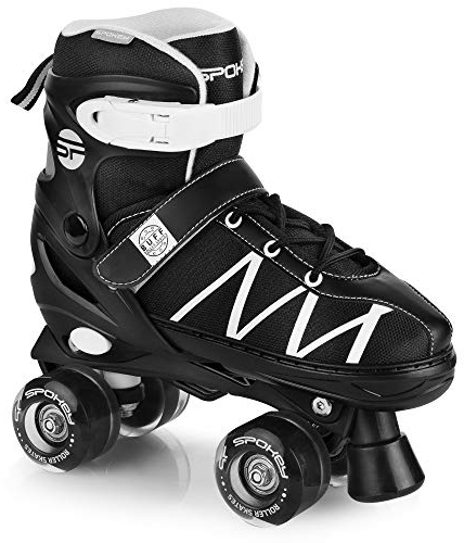 Spokey Buff PRO Rollschuhe VERSTELLBAR Roller-Skates für Kinder und Jugendliche, Klassische Inliner mit Größenverstellung - SCHWARZ GRÖßE 34-37
