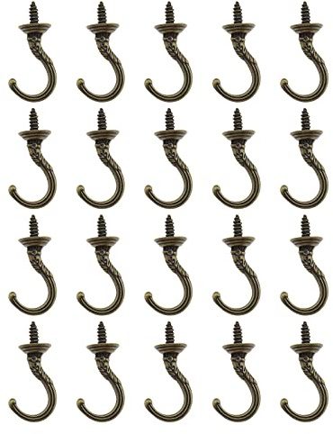 ECSiNG 20 Stück Schraubhaken, Vintage, Wandhaken, Retro, Schraubhaken, Deckenhaken, antikes Zubehör für Tassen, Schlüssel, Kalender
