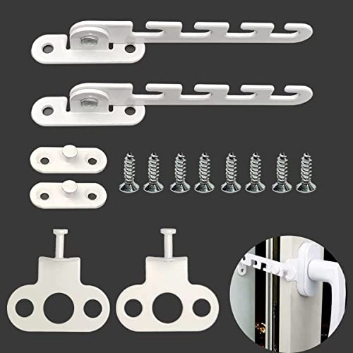 2 Pezzi Limitatore Apertura Finestra,Regolabile Ferma Finestre, Antivento Regolatore Per Finestra, Set Serratura Per Finestra,Protezione Per Finestra Inclinabile,Per La Regolazione Di Finestre（Bianco）