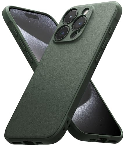 Ringke Onyx für iPhone 15 Pro Hülle, [Griffig] rutschfest Anti-Fingerabdruck Stoßfest Kratzfest Passgenau Stilvoll Handyhülle mit Präzisen Kameraausschnitten - Dark Green