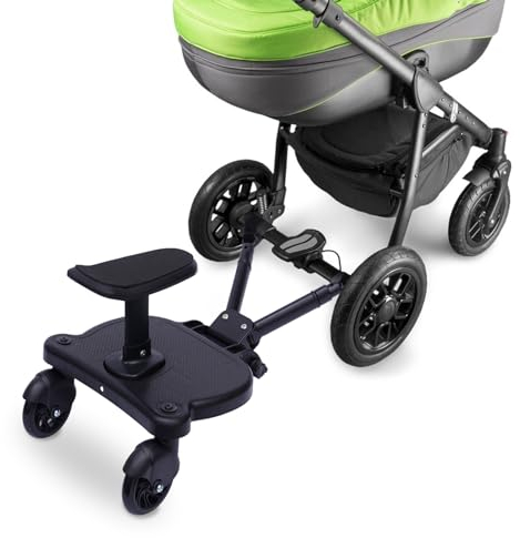 Buggy Board mit Sitz, Trittbrett Mitfahrbrett Universal passend für 2-6 Jahre alte Kinder, mit einer maximalen Belastung von 25kg für jeden Kinderwagen erhältlich