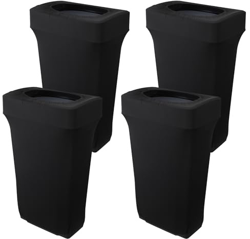 BSTKEY Cubierta de basura elástica de elastano de 23 galones, paquete de 4 fundas rectangulares para contenedores de basura para bodas, fiestas, decoración comercial de recaudación de fondos, sin cubo