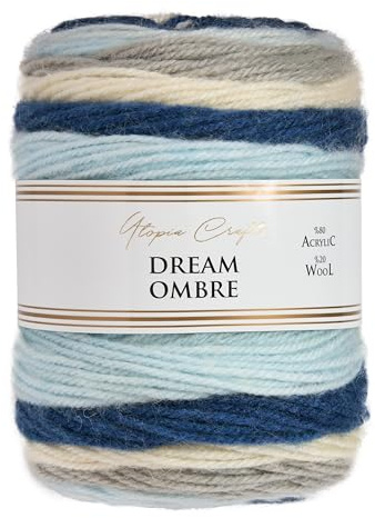 Utopia Crafts Dream Ombre Aran Pelote de fil à tricoter et crochet Multicolore 150 g (Sky Mix)