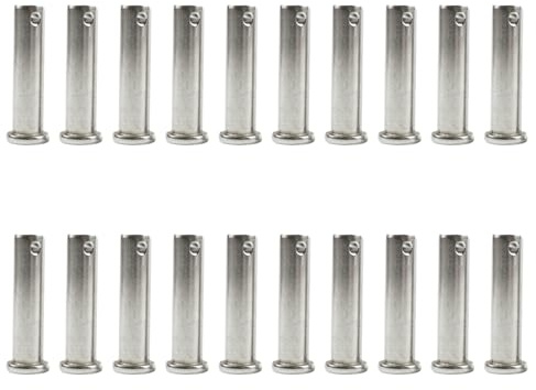 Aoktorkit 20 perni a foro singolo, 3 mm x 10 mm, in acciaio inox, a testa piatta, a forma di T, per sistemi di bloccaggio con perno di traino