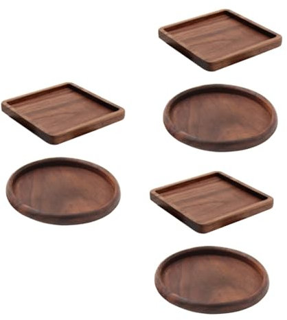 Amosfun 6 Pièces sous-Verres en Bois Dessous de Verre Porte-gobelet Montagnes Russes Modernes Porte-gobelet sous-Verres à thé Set de Table en Bois Bambou Leopard