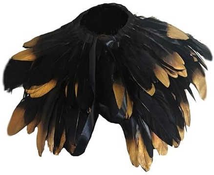 Yoodeet Gothic Feder Schal Punk Feder Shrug Cape Kragen für Männer Frauen Feder Schulter Kostüm Zubehör