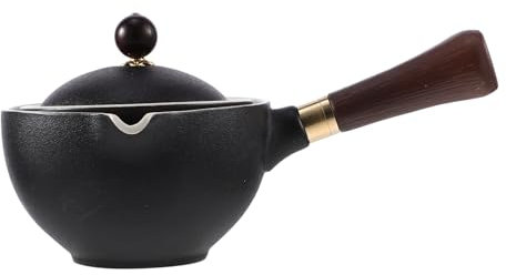 SHOWERORO Traditional Chinese Tea Pot Side Handle Ceramic Rotating Tea Kettle Elegant