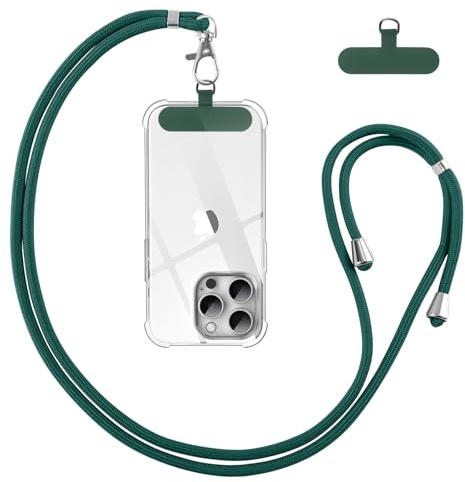 Vauki Cordon Tour de Cou Universelle Téléphone Portable avec Patch, Vert | Réglable Amovible en Nylon Collier Lanière Corde en Bandoulière Chaine Sangle Compatibles avec Plupart des Smartphones Case