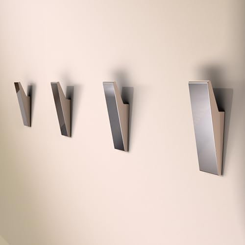 Designfabrik Hamburg Klebehaken extra stark | Haken selbstklebend | Wandhaken | Handtuchhalter ohne Bohren | Haken für Küche und Bad | 4 Stück | Handtuchhalter Chrom | Modernes Design