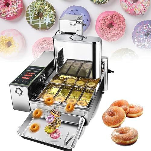 Commercial Digital Donut Fryer Machine - 4 Row Stainless Steel Mini Donuts Maker with Intelligent Control Panel- Adjustable Thickness Hopper - Automatic Donut Maker