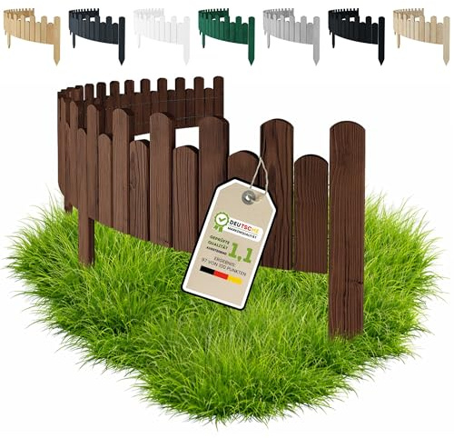 Bordure de Jardin en Bois Clôture d'Extérieur 200 cm x 20 cm Marron Barrières de Jardin Piquets d'ancrage Bordure de Gazon Palissade