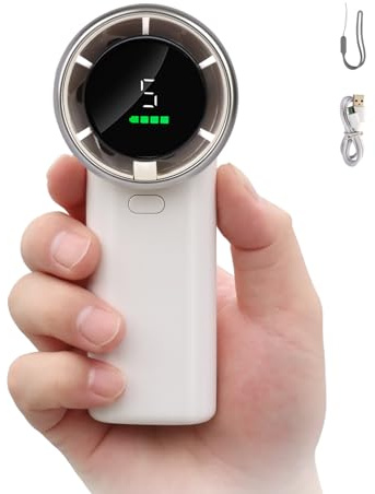 Mini Ventilateur Portable Turbo avec Affichage LED, Rechargeable USB 3600mAh, 5 Vitesses pour Maquillage de Cils - Petite Taille