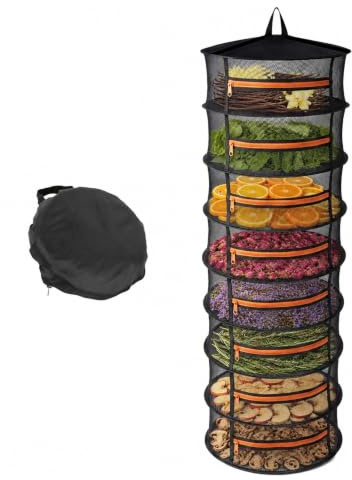 Rejilladesecadodehierbas Colgante de Malla de 8 Capas,Estantedesecadodehierbas,Red de Secado de Hierbas, Colgante, con Cremallera, Adecuado para Hierbas, Frutas, Flores y Verduras, etc.