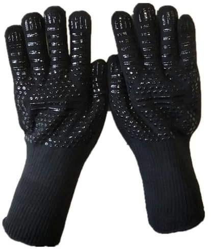 CYQDMDSM Gants De Four en, Grillades Résistants À La Haute Chaleur, Anti-scalding, Anti-Coups Et Cinq Doigts Sécurité Non Glissants-Noir Égal 26 Cm
