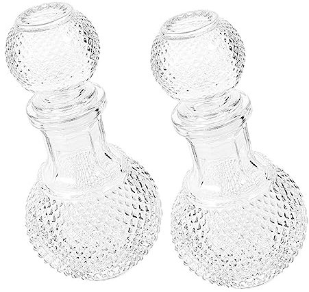 Mikikit 2piezas Botella De Vidrio Transparente Decantador Licorera Para Whisky Vino Licor Con Diseño Creativo Duradero y Práctico Para Hogar