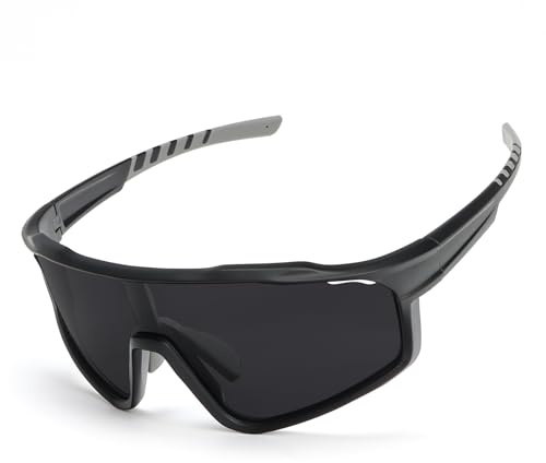 UVTQSSP Fahrradbrille Herren Damen, Laufbrille Polarisierte UV-Schutz Sportbrille Verstellbarer Nasensteg Vollrahmen Sonnenbrille with Belüftungsöffnungen