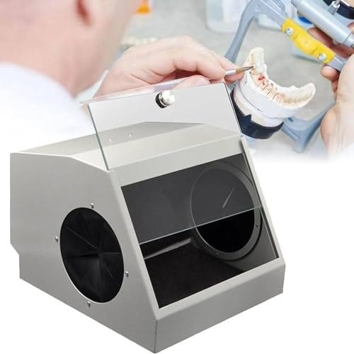 Dental Lab Sandblaster Dust Collector with Glass Baffle,Dental Lab Dust Box,Dust Collector Vacuum Box,with LED Light Source,Reduce Dust Damage to Doctors