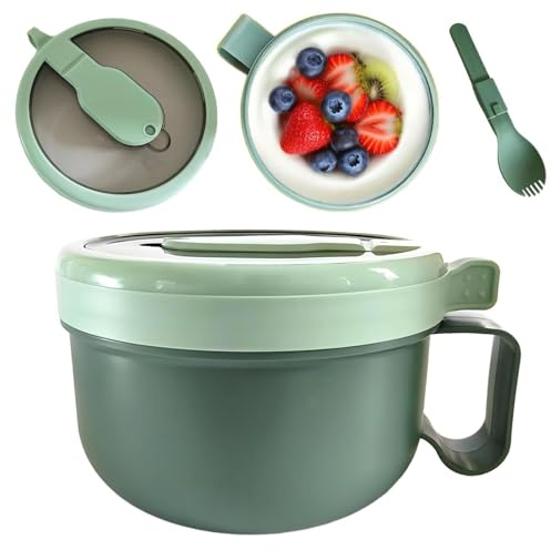Hoceium Ciotola da zuppa per microonde con coperchio: tazza da zuppa infrangibile con paletta per microonde, ramen, contenitore portatile per cereali, contenitori per alimenti per spaghetti istantanei