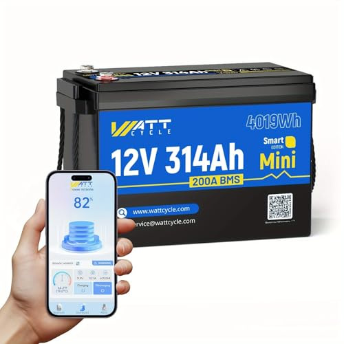 Wohnmobil-Solarbatterie 12 V 314 Ah LiFePO4 mit Bluetooth, 200A BMS Untertemperaturschutz