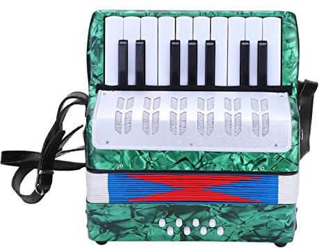 Ghzste Accordion, 17 Key Piano Accordion, 8 Bass Kids Accordion, Musical Instrument Mini Accordian Beginners Students (Green)