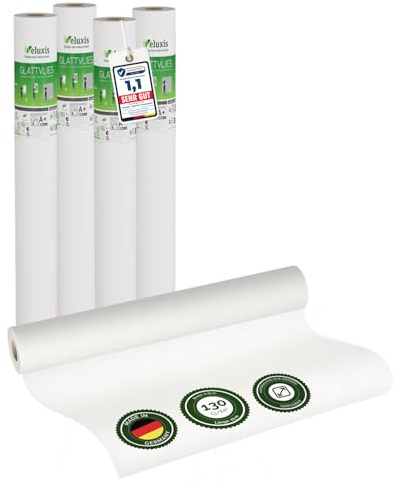 Glattvlies 4er-Set Renoviervlies Untertapete – 25,00 m × 0,75 m - 130g/m² | Weiße Vliestapete, 130 g/m²; überstreichbar, rissüberbrückend, Tapete weiß – Malervlies für Wände und als Anstrichvlies