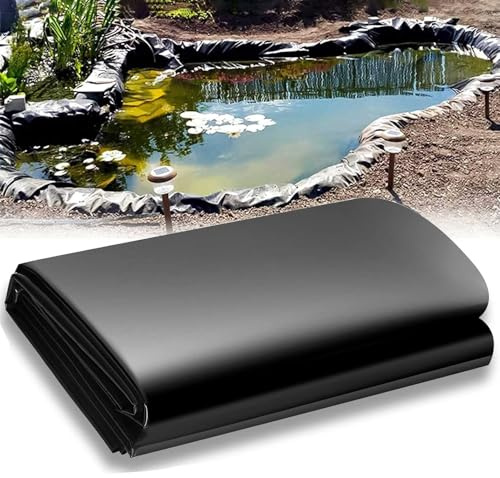 Bâche de bassin robuste noire 4 x 5 m en polyéthylène haute densité imperméable pour étangs extérieurs, habitats de poissons, canards, lits de jardin et eau avec sous-couche renforcée durable