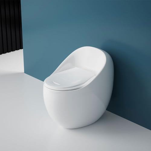 Durovin Bathrooms Modern Ceramic Toilet pan & Build in Cistern Back to Wall White Gloss Round Shape Unibody Design
