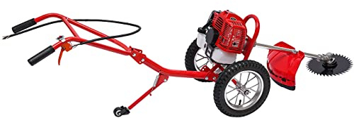 Bensin grästrimmer 49 cc, 2-takts 1,8 KW röjsåg bensin, 2-i-1 friskärare med marklös 28 cm skärbredd för trädgård gård jordbruk ogräsborttagning
