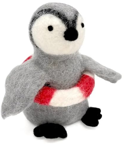 Nepalaya Artisan Community - EW-256 - Eierwärmer, Pinguin mit Rettungsring, Filz, Handarbeit, 13cm x 9cm x 9cm