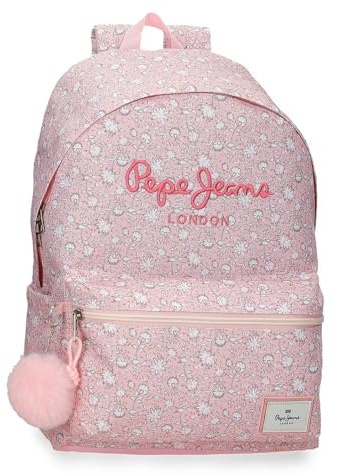 Pepe Jeans MIA Mochila Escolar Adaptable a Carro 15,6 Pulgadas Rosa Claro 31x44x17,5 cm Poliéster 24L by Joumma Bags