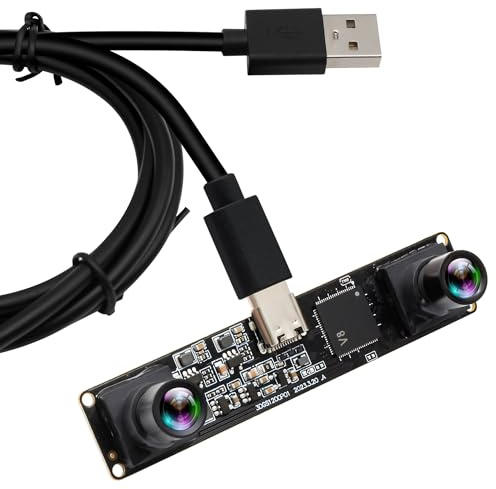 ELP Cámara USB estéreo 3D de 120 fps, obturador global, 1200P, sincronización de doble lente, módulo de cámara USB, cámara de 90 grados, sin distorsión, para ordenador, Plug and Play para