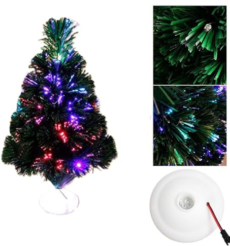 Christmas Tree Fiber Optic Tree Color Changing Multicolor LED Lights with Stand Freestanding Indoor Xmas Festive Lighting Trees Free Standing 45cm Gift Party Office Decoration