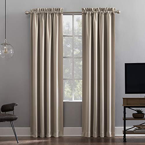 Sun Zero Oslo Theater-Grade Extreme Total Blackout Curtains, Stone, 52 x 84